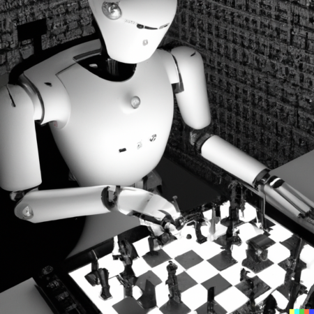 Robot playing chess - image by DALL-E